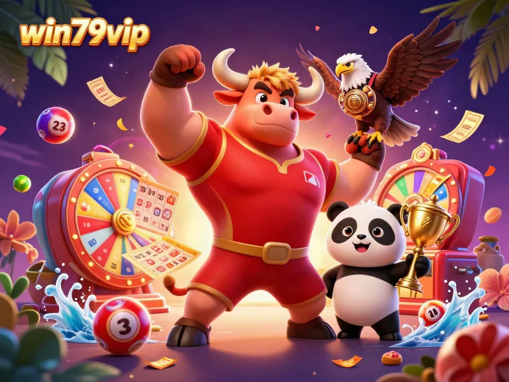 Experience big wins with win79vip's vibrant victory scene featuring gaming elements.