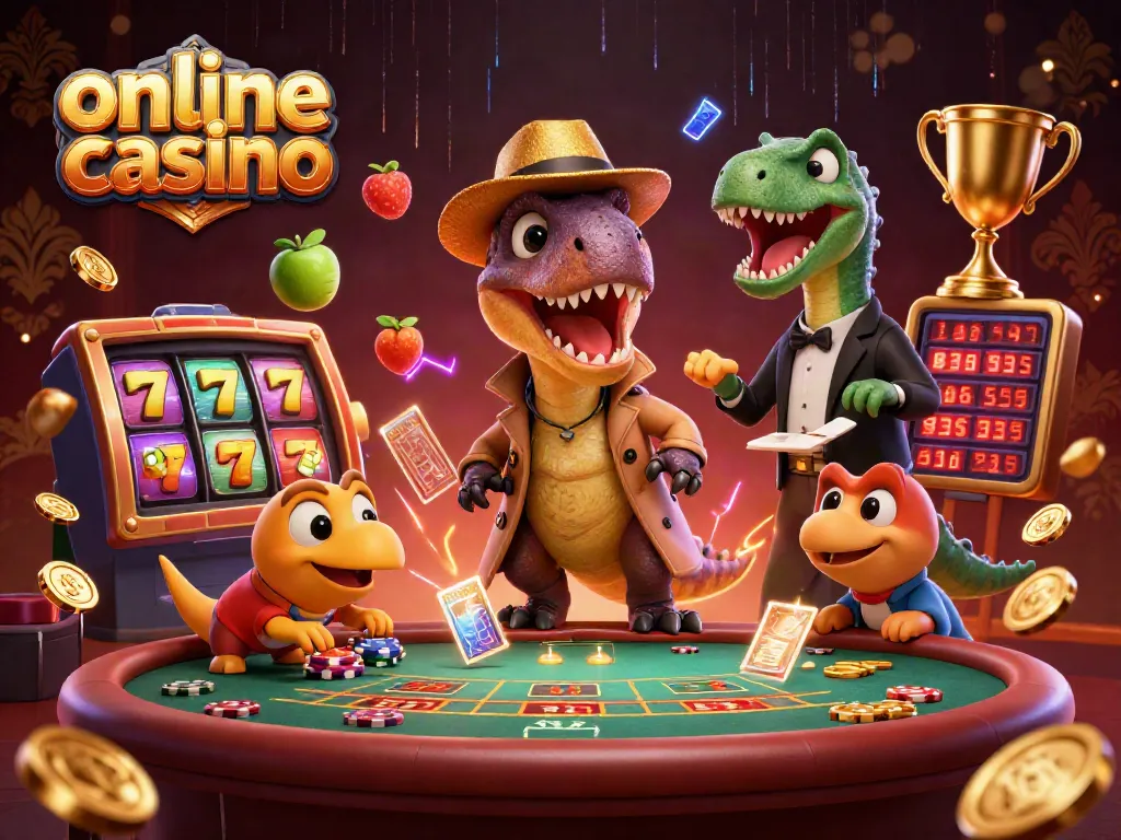 El casino online ofrece una experiencia dinámica con un velociraptor y un pit boss en acción.