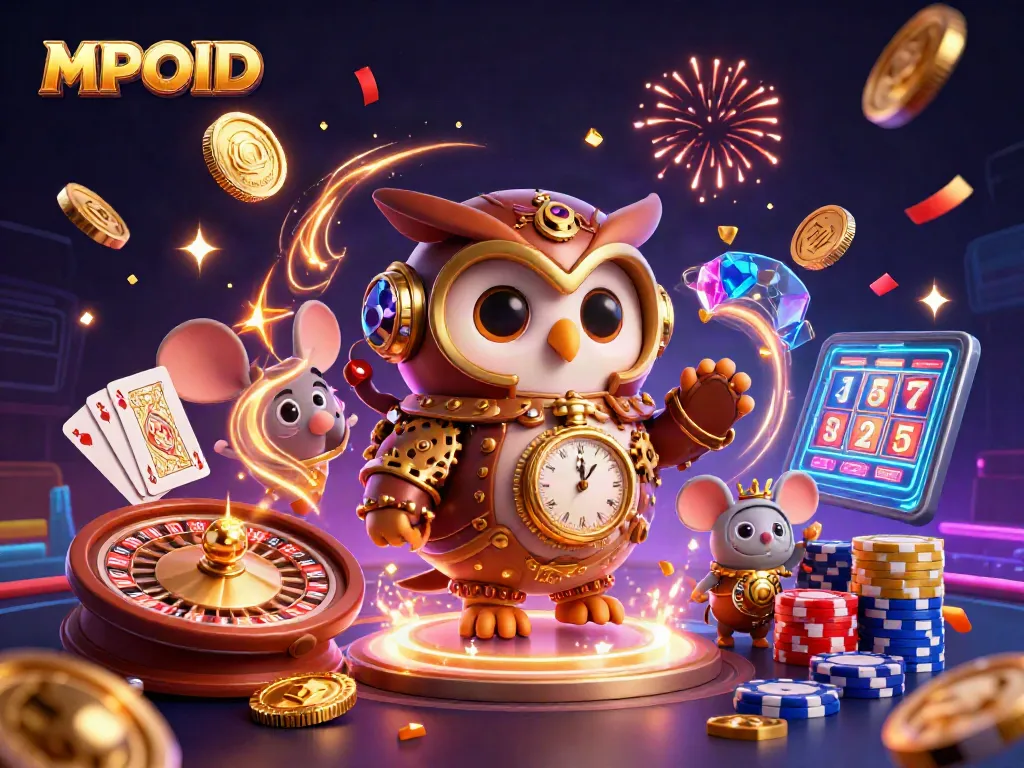 MPOID showcases an exciting casino-themed adventure in a vibrant 3D illustration featuring dynamic gaming elements.