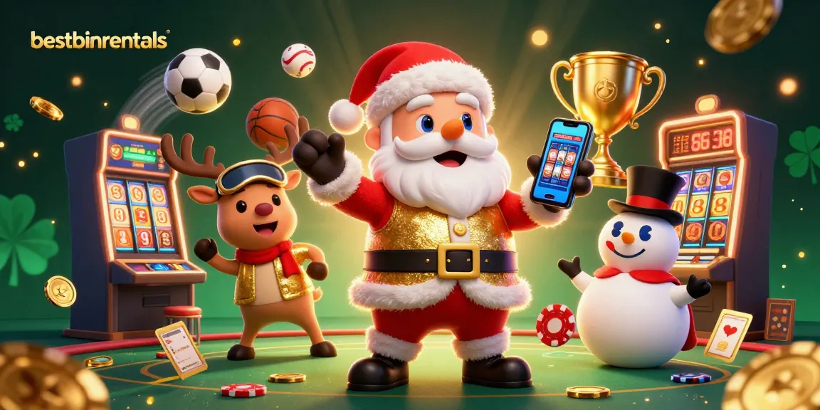 Spin the reels and win big with bestbinrentals in this vibrant casino scene featuring festive characters.