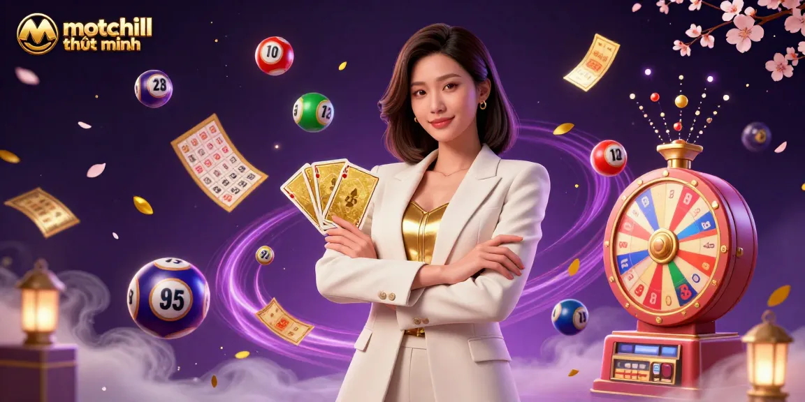 Experience thrilling gambling with motchill thuyết minh in a dynamic casino scene of cards and prizes.