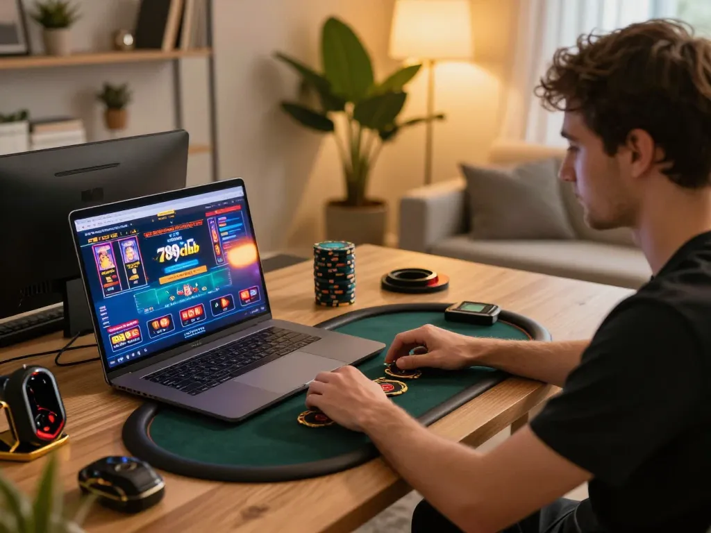 Engaging gaming moment at 789club showcasing online poker interface while focusing on strategic gameplay