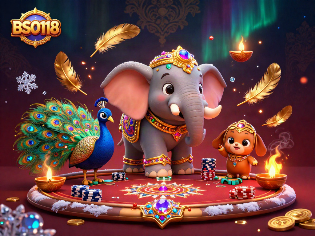 Experience the excitement of BSO118 in this vibrant poker-themed illustration with dynamic characters.