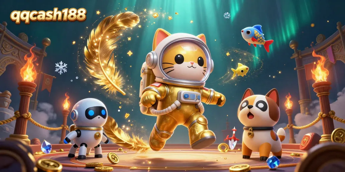 Join the qqcash188 adventure with a vibrant scene of gaming and cosmic excitement.