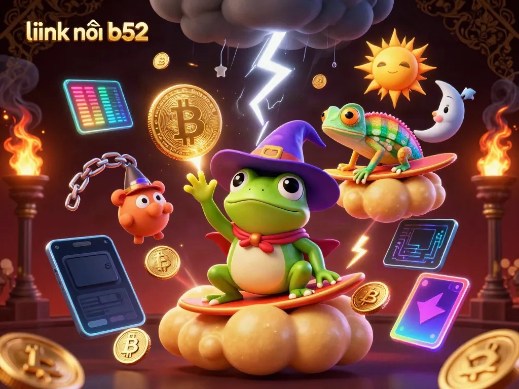 Engage with link vào b52 for thrilling casino adventures as a wizard frog conjures coins.