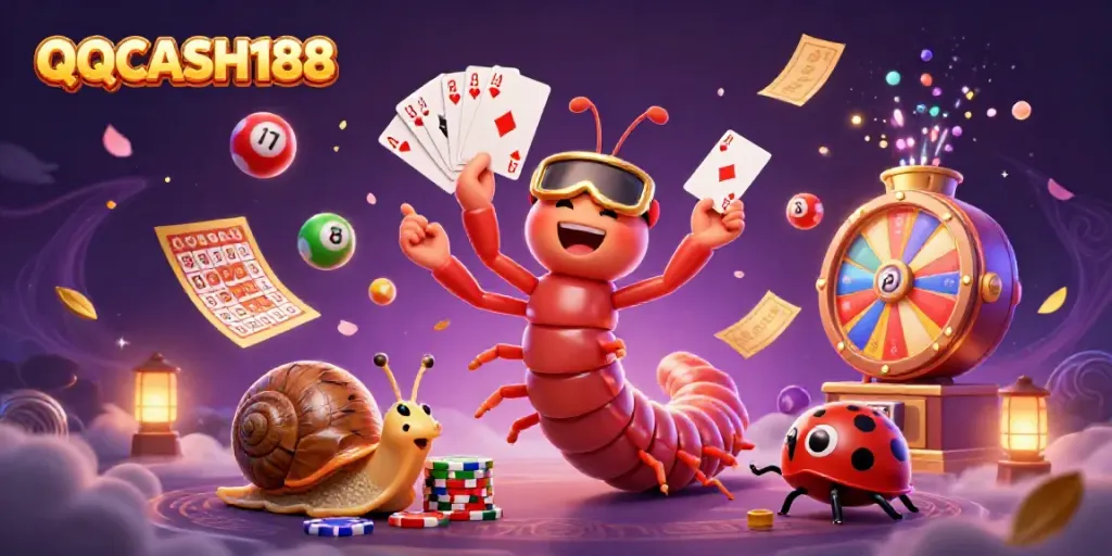 Engage in thrilling games on QQCASH188 with vibrant characters and dynamic casino elements.