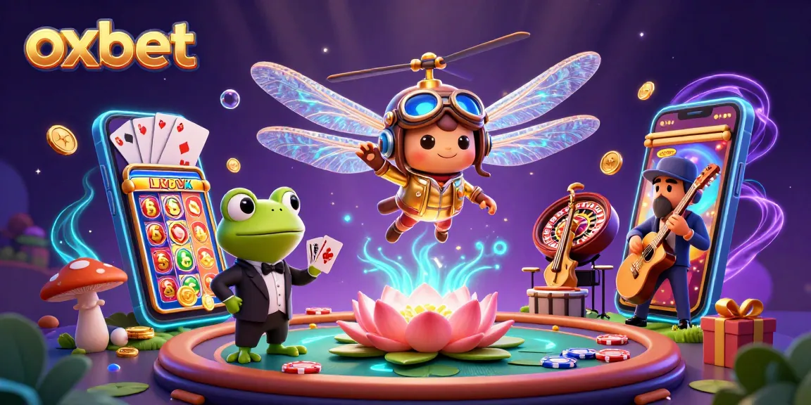 Experience gaming excitement at oxbet with a dragonfly pilot, frog croupier, and jazz musicians.