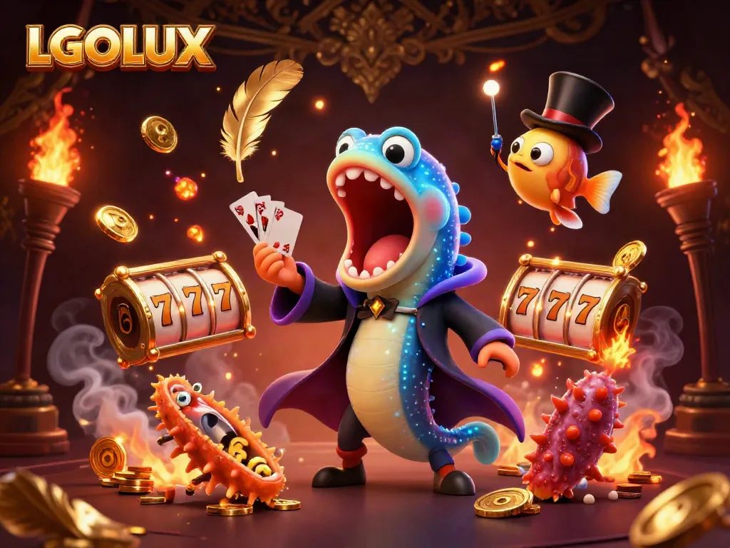 Spin and win at LGOLUX with vibrant card tricks and glowing casino elements!