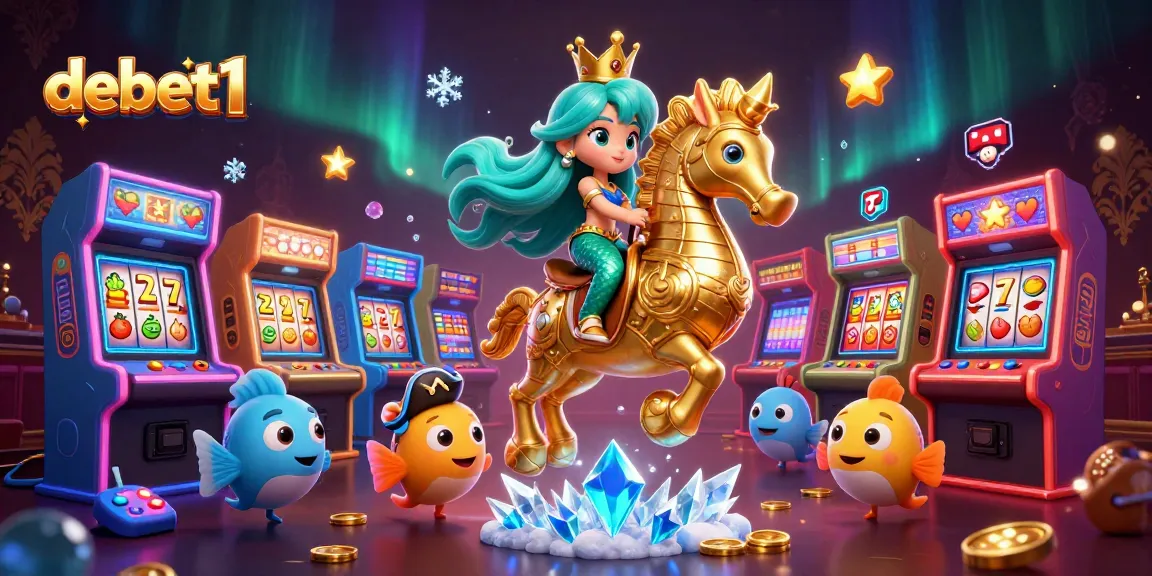 Experience debet1's thrilling casino adventure with vibrant mermaids and arcade elements!
