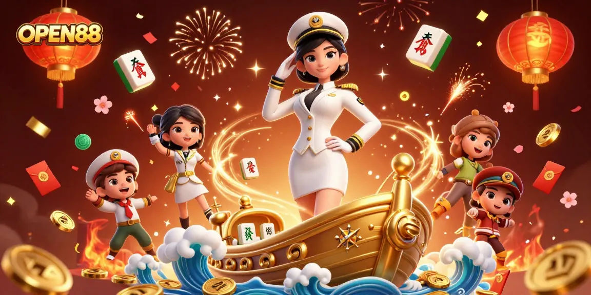 Engage with OPEN88's thrilling casino experience depicted in a vibrant 3D illustration filled with gaming symbols.