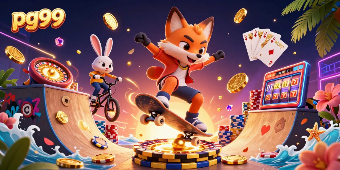 Experience thrilling gambling excitement at pg99 with vibrant 3D characters and casino elements.