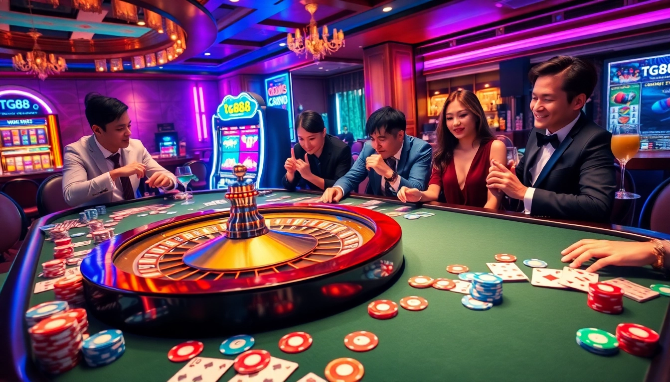 Experience the thrill of tg88 with lively poker action at an elegant casino table