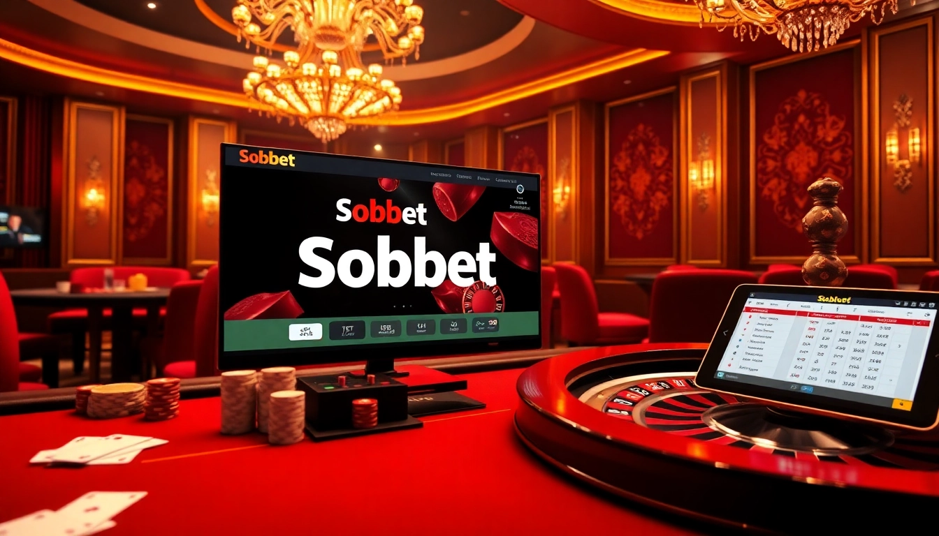 Engaging scene of Sbobet link alternatif online betting with vibrant casino elements and atmosphere.