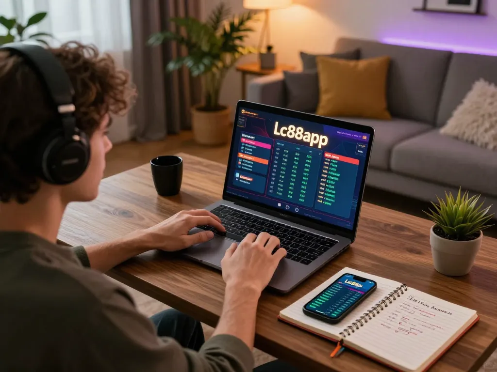 Players enjoying strategic betting on lc88app in a cozy home environment, blending comfort with gaming.