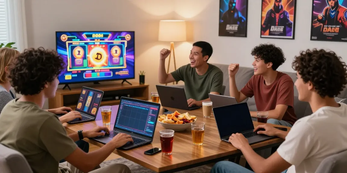 Exciting group gaming experience on DA88 with friends enjoying slot games and celebrating wins.