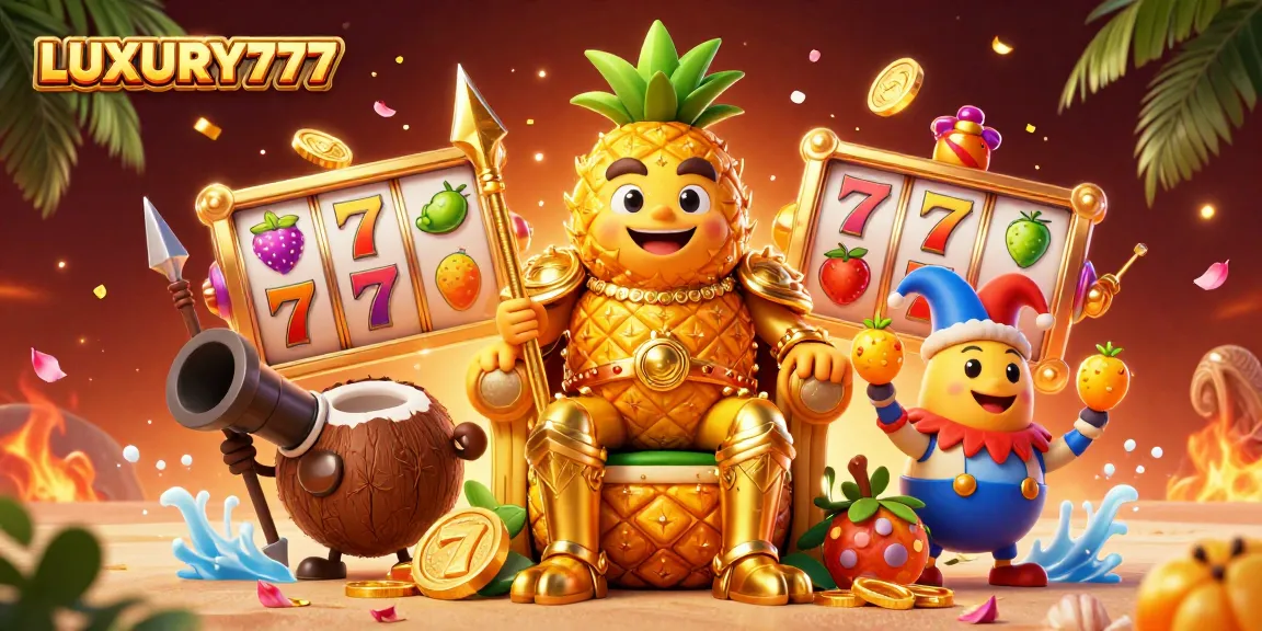 Permainan slot LUXURY777 menghadirkan momen menggembirakan dengan simbol keberuntungan dan desain penuh warna.
