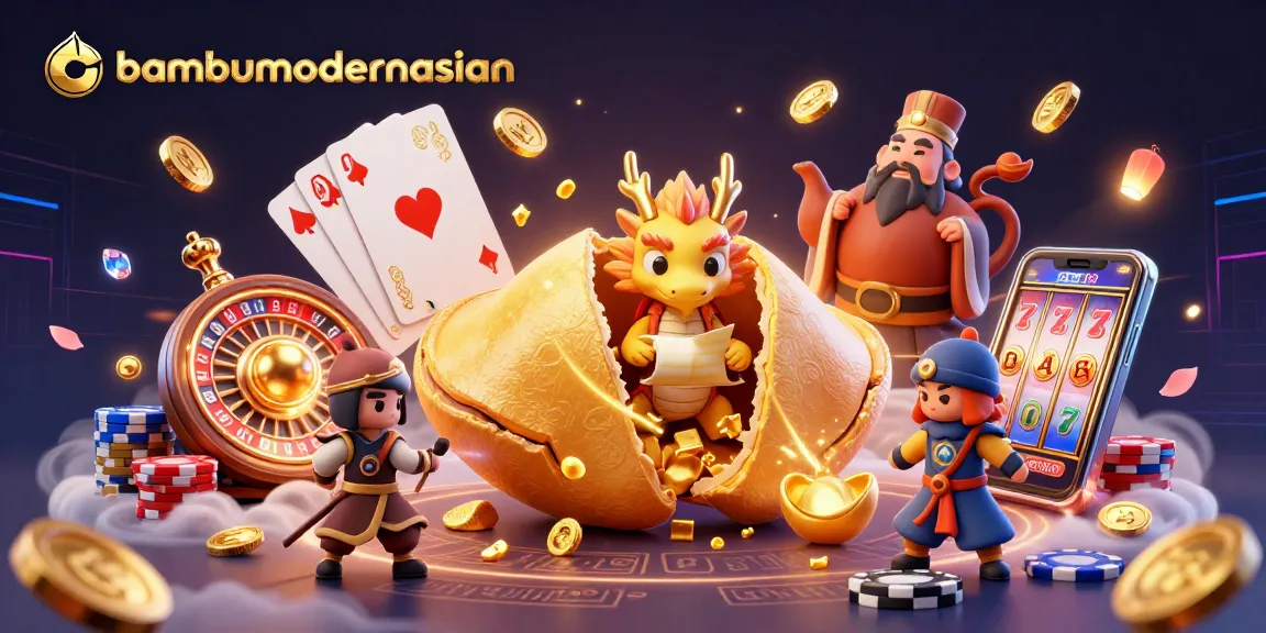 bambumodernasian showcases animated casino excitement with a vibrant illustration of a fortune cookie and dragon.