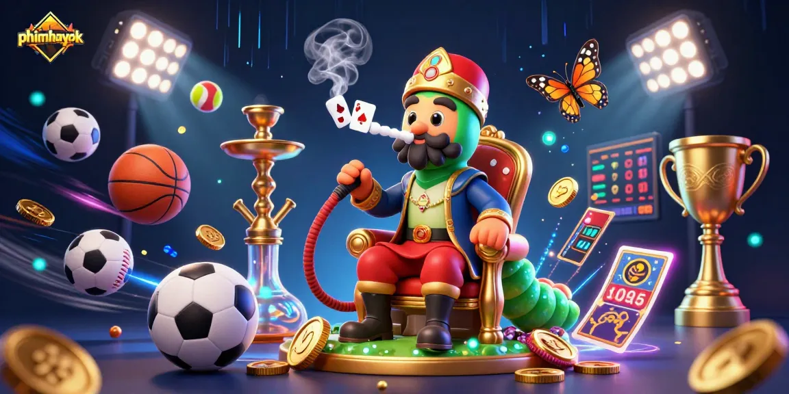 Experience thrilling gameplay with phimhayok, showcasing a vibrant 3D casino illustration packed with action and excitement.