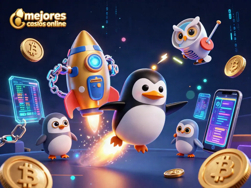 Juega en los mejores casinos online con nuestro divertido diseño digital de un pingüino dorado y monedas
