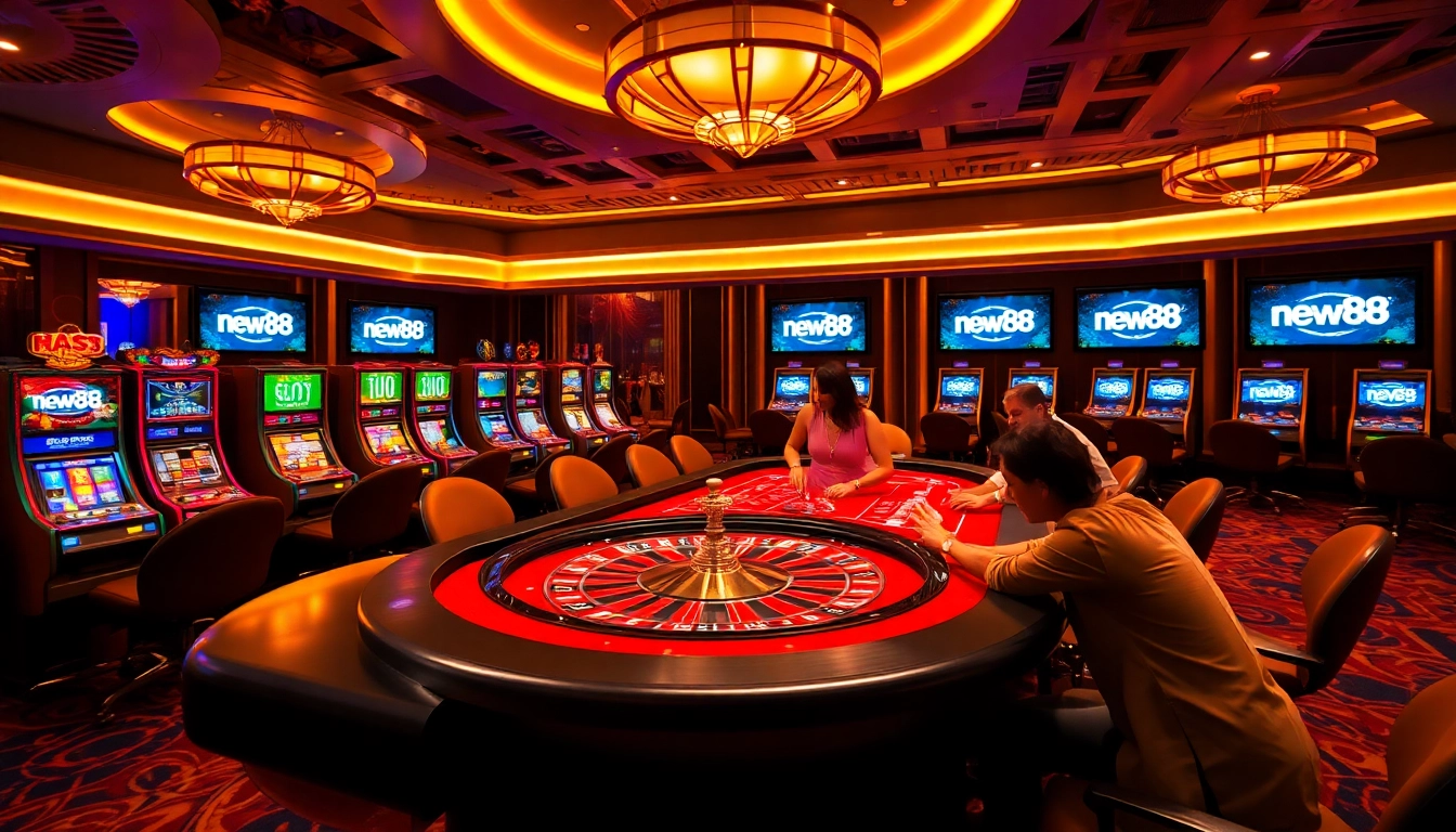 Experience excitement at new88's luxury casino with vibrant games and inviting atmosphere.
