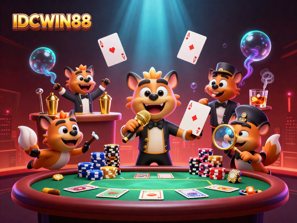 Experience thrilling wins at IDCWIN88's vibrant comedy casino club with lively characters and dynamic gaming elements.