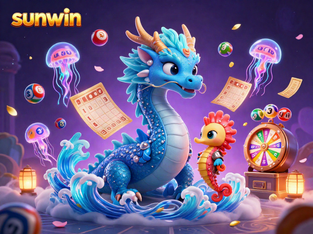 Experience exciting wins with Sunwin in a vibrant casino-themed illustration showcasing fun gaming elements.