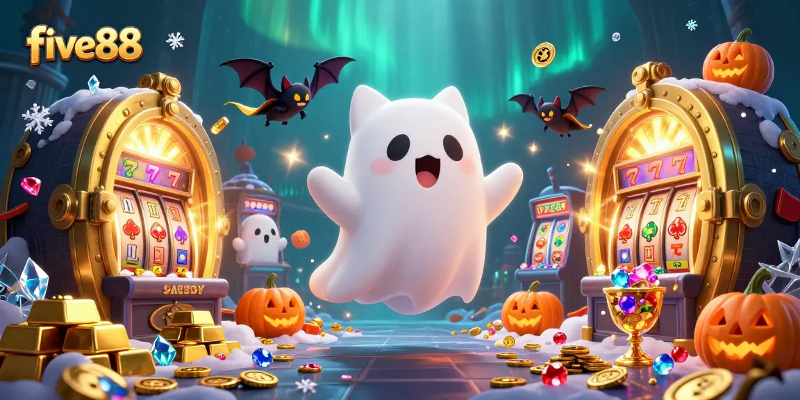 Engage with five88's thrilling haunted casino experience featuring vibrant characters and slot reels.