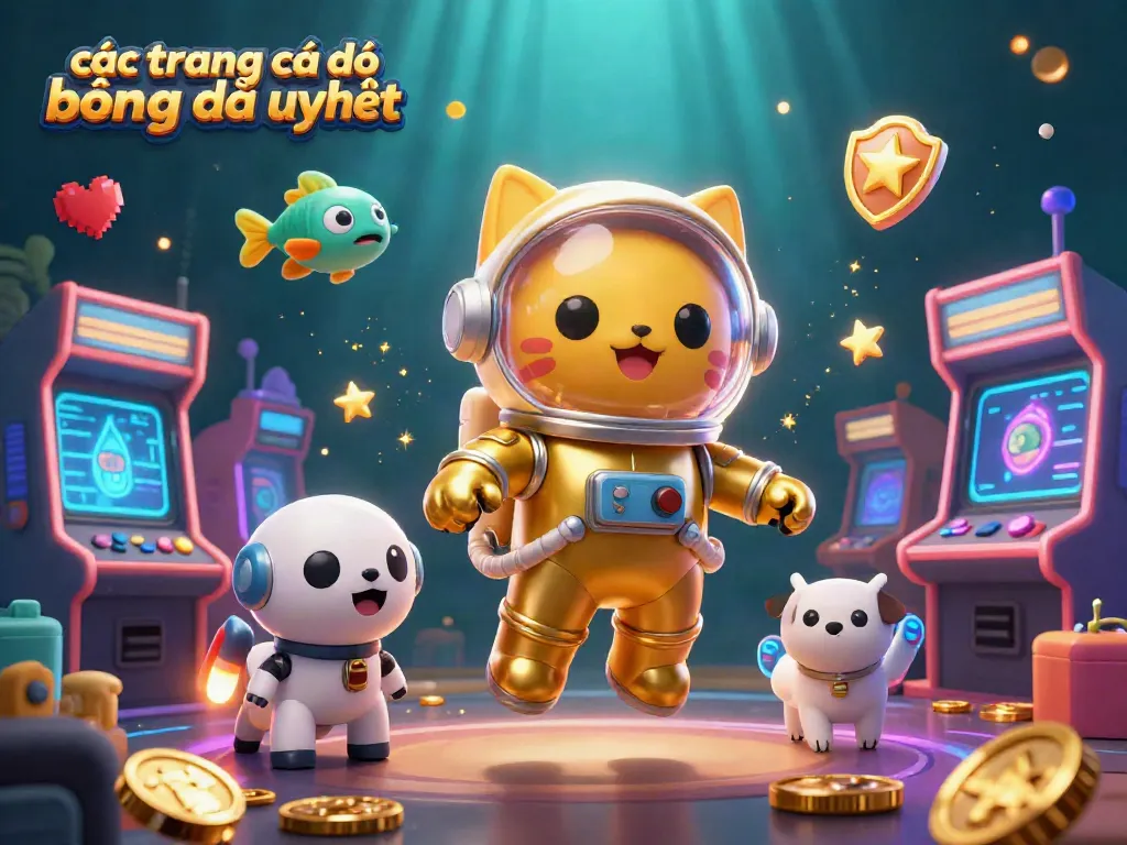 Các trang cá độ bóng đá uy tín giới thiệu sôi động giữa không gian, kèm trò chơi arcade và hiệu ứng ánh sáng rực rỡ.