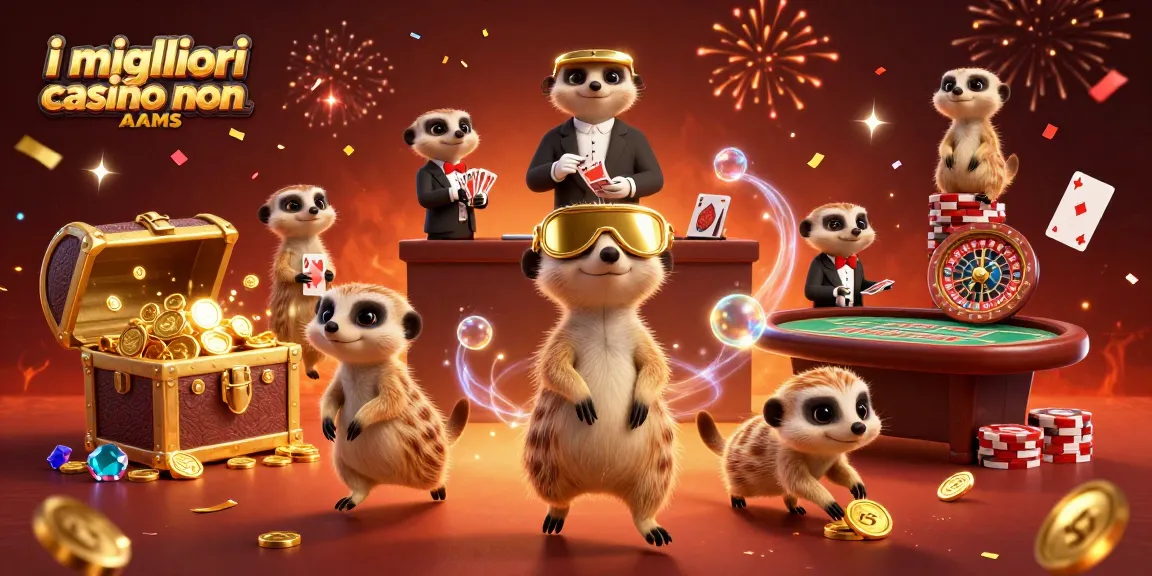 Scopri i migliori casino non AAMS con questa illustrazione vivace di un casinò animato dai suricati