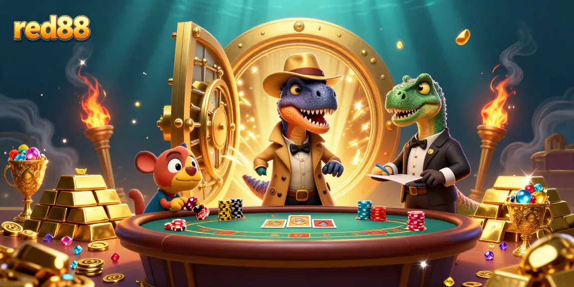 Experience thrilling blackjack action with red88 in a vibrant casino scene.