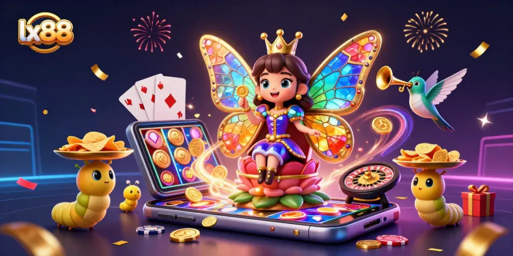 Play engaging games at lx88, enjoying colorful slot machines and interactive elements.