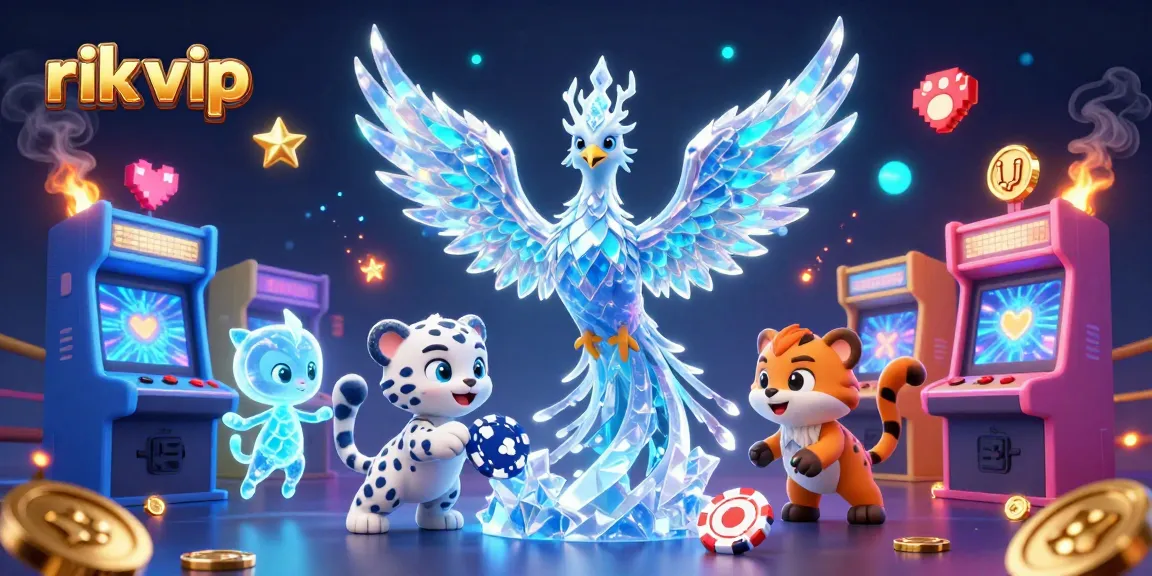 Spin and win at rik vip with a vibrant casino-themed 3D illustration featuring dynamic playfulness.