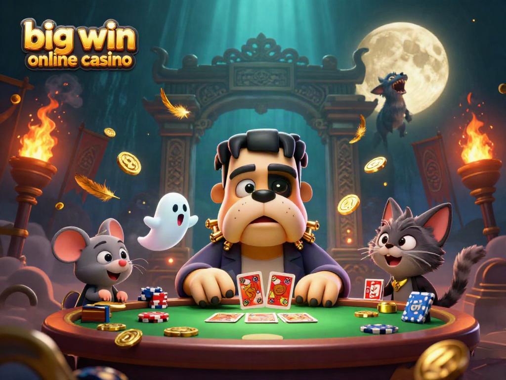 Experience the excitement at big win online casino with a vibrant 3D scene of unique characters and gaming elements illuminating the atmosphere.