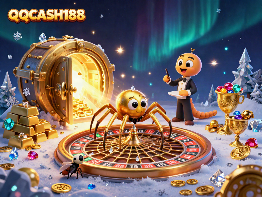 Experience thrilling action at QQCASH188 with a spider croupier and treasure-filled roulette wheel in 3D.