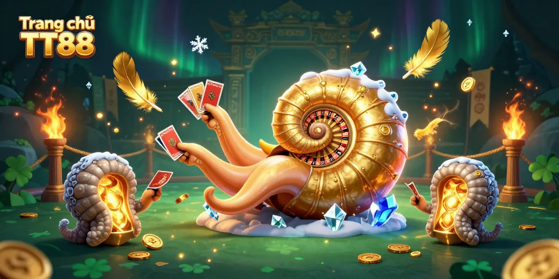Play exciting games at Trang chủ TT88 with vibrant casino action featuring a giant nautilus roulette wheel and glowing ammonite companions