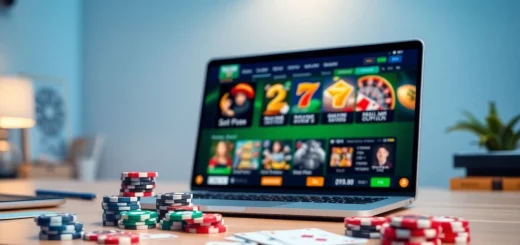 TPTP online betting interface showcasing various games like slots and poker in a modern workspace.