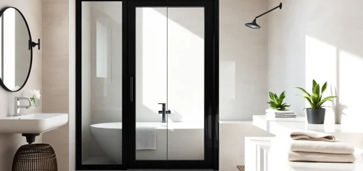 Enhance your bathroom with stunning black frame shower doors that add elegance and style.