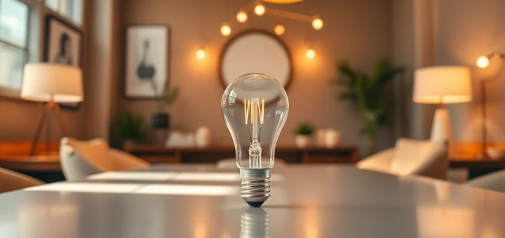 A detailed view of what is an a19 light bulb showcasing its design and features in a cozy setting.
