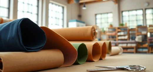 Bekijk canvas stof per meter in diverse kleuren en texturen in een stofwinkel.