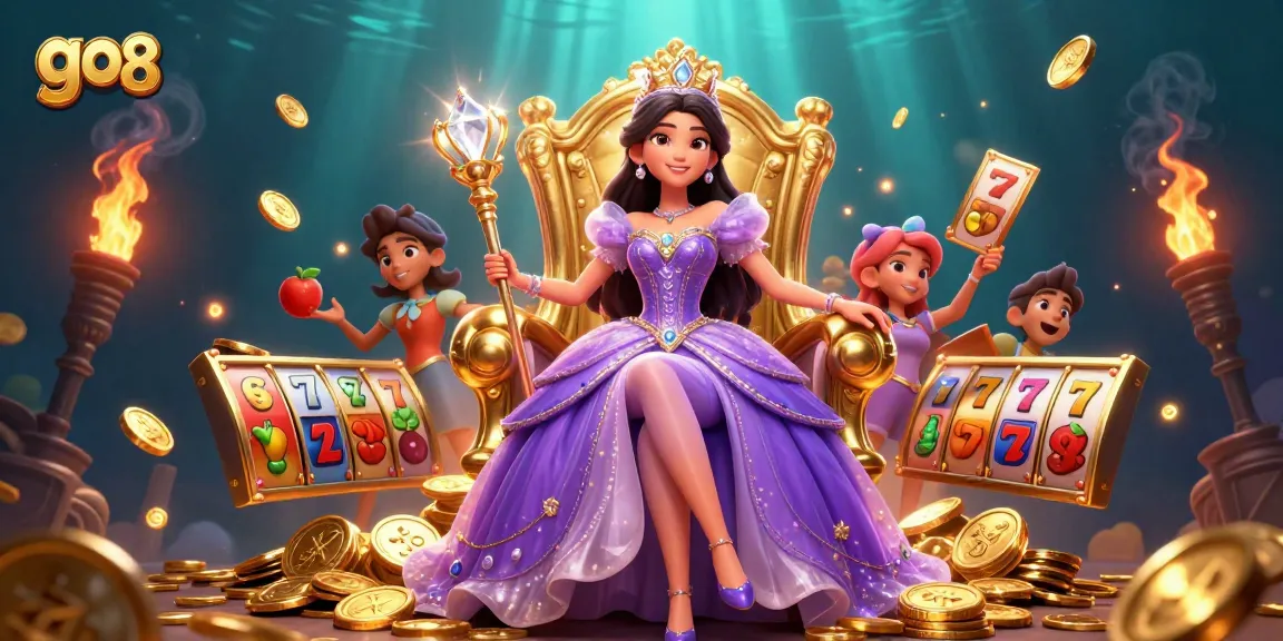 Experience exciting wins with go 88, featuring a royal princess surrounded by slot game elements.