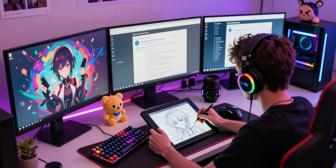 Engaging Discord interaction with an ecchi bot on vibrant gaming setup.